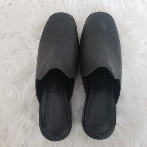 Wal & Pai ECHO Black Leather Mules Sandals Slip On Minimalist Shoes Size 37